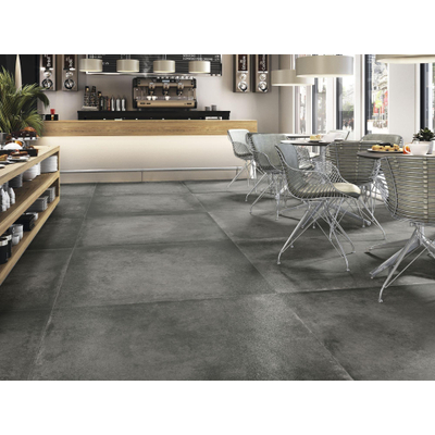 Baldocer Ceramica Grafton wand- en vloertegel - 120x120cm - 10mm - Vierkant - gerectificeerd - Betonlook - Antraciet mat