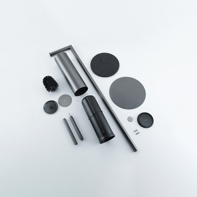 Fortifura Calvi vrijstaande toiletrolhouder met toiletborstel - Geborsteld Gunmetal PVD