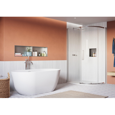 Crosswater Asura Kwartronde Douchedeur - 8mm - 100x80cm - met zijwand - hendel gehamerd - gepolijst RVS