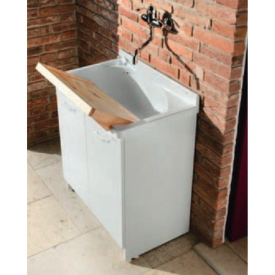 Go by Van Marcke Reo uitgietbak kunststof 62 cm inclusief crepine met overloop inclusief bevestigingsset inclusief zeepdispenser