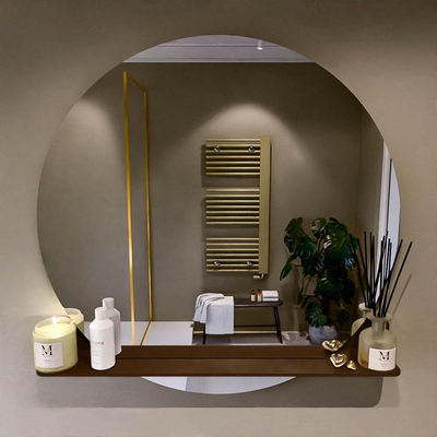 Mondiaz SPOT Badkamerspiegel - rond 100cm - spiegelplanchet - kleur Rust