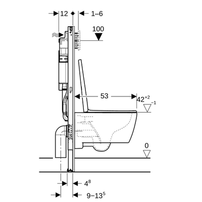 GeberitDuofixsigma12 cm, sigma20, wit ring mat wit, icon wc rimfree