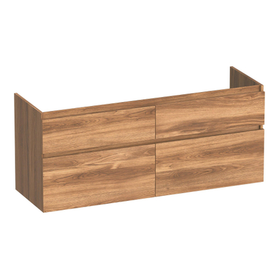 BRAUER Delight wastafelonderkast - 120x46x60cm - 4 softclose lades - greeploos - 2 sifon uitsparingen - Honey