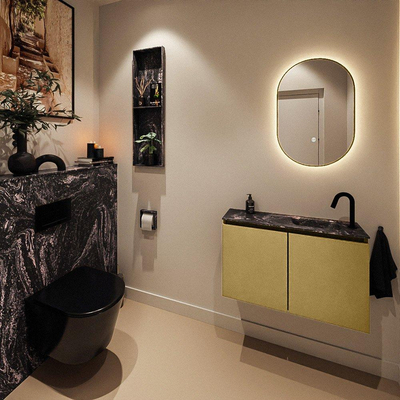 MONDIAZ TURE-DLUX 80cm toiletmeubel Oro. EDEN wastafel Lava positie rechts. Met 1 kraangat.
