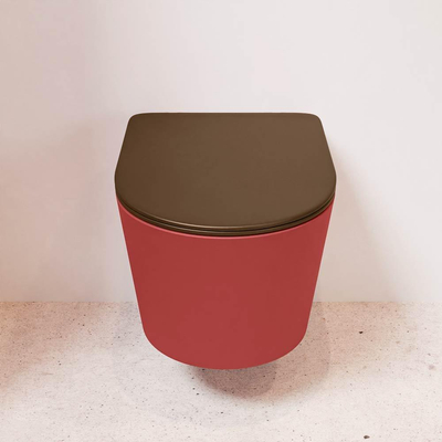 MONDIAZ LAVIE wandclosetpack - 36x53cm - diepspoel - rimless - Fire (rood) - softclose - quick-release - toiletzitting - Rust (rood)