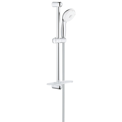 GROHE New Tempesta 100 Glijstangset - 60cm - ronde handdouche - 4 straalsoorten - gladde doucheslang - met zeepschaal - chroom/wit