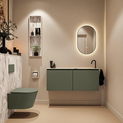 MONDIAZ TURE-DLUX 120cm toiletmeubel Army. EDEN wastafel Glace positie rechts. Met 1 kraangat.