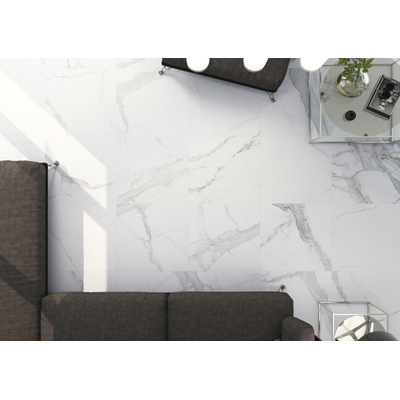 Cifre Ceramica Statuario wand- en vloertegel - 30x60cm - 9mm - Rechthoek - gerectificeerd - Marmerlook - Wit/zwart glans