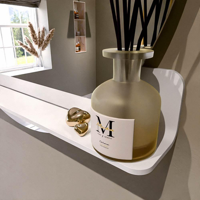 Mondiaz SPOT Badkamerspiegel - rond 90cm - spiegelplanchet - kleur Talc