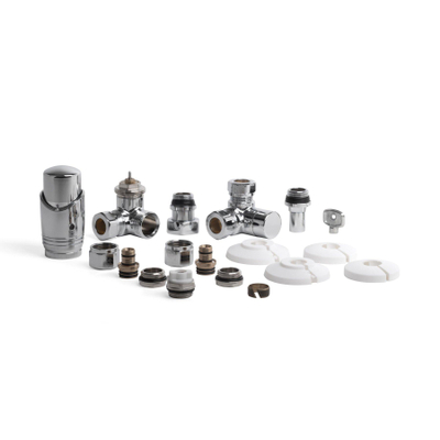 Riko luxe therm.rad.aansluitset haaks verkeerd rechts chroom