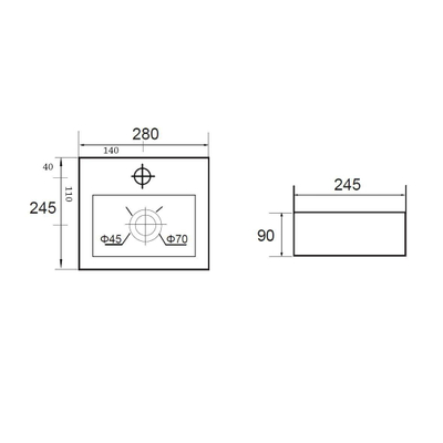 Best Design Class Fontein 28x24.5x9cm wit met 1 kraangat
