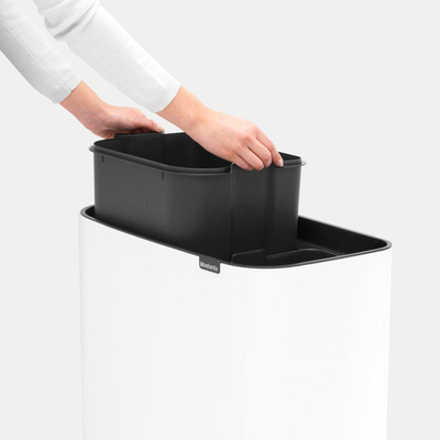 Brabantia Bo Touch Bin Afvalemmer - 11+23 liter - 2 kunststof binnenemmers - wit
