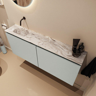 MONDIAZ TURE-DLUX 120cm toiletmeubel Greey. EDEN wastafel Glace positie links. Zonder kraangat.