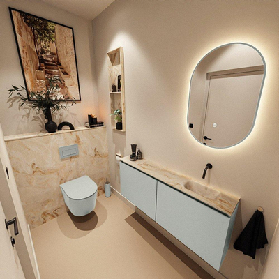MONDIAZ TURE-DLUX 120cm toiletmeubel Greey. EDEN wastafel Frappe positie rechts. Zonder kraangat.