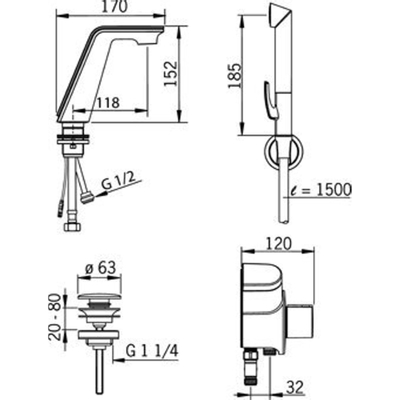 Hansa Alessi Sense elektr. wastafelkraan met batterij met LED verlicht display met handdouche uitloop 11.8cm chroom/wit