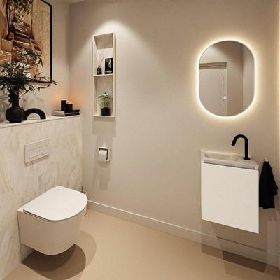 MONDIAZ TURE-DLUX 40cm toiletmeubel Talc. EDEN wastafel Ostra positie links. Met 1 kraangat.