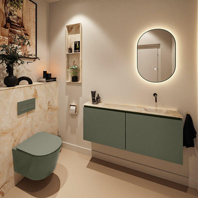 MONDIAZ TURE-DLUX 120cm toiletmeubel Army. EDEN wastafel Frappe positie rechts. Zonder kraangat.