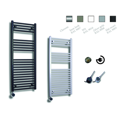 Sanicare Elektrische Design Radiator - 111.8 x 45 cm - 596 Watt - thermostaat chroom linksonder - inox look