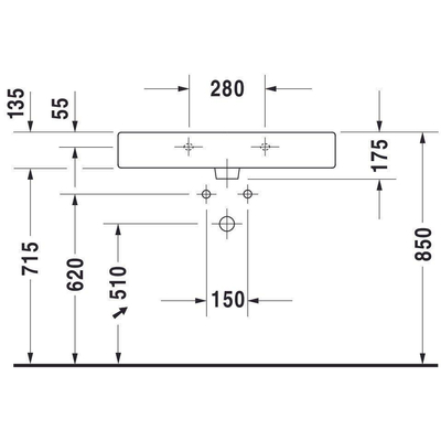 Duravit Vero wastafel 80x47 cm. met 1 kraangat wit