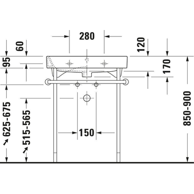 Duravit HappyD 2 onderstel verstelb. 5cm voor wastafel 231865 chroom