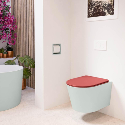 MONDIAZ LAVIE wandclosetpack - 36x53cm - diepspoel - rimless - Greey (grijs) - softclose - quick-release - toiletzitting - Fire (rood)