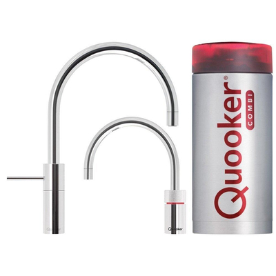 Quooker NL Nordic round kokendwaterkraan opbouw uittrekbare met Combi+ reservoir Chroom