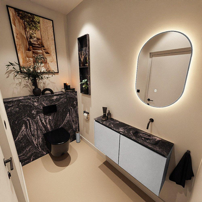 MONDIAZ TURE-DLUX 100cm toiletmeubel Plata. EDEN wastafel Lava positie rechts. Zonder kraangat.