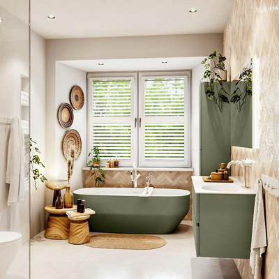 Mondiaz VICA Badkamermeubelset - 120cm - army - 2 lades - Wastafel MOON - rechts - 1 kraangat - kleur talc - XL versie 60cm hoog