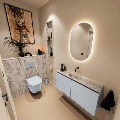 MONDIAZ TURE-DLUX 100cm toiletmeubel Clay. EDEN wastafel Glace positie midden. Zonder kraangat.