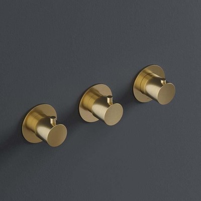 Hotbath Cobber afbouwdeel inbouw douche thermostaat met 2 stopkranen horizontale plaatsing geborsteld messing PVD