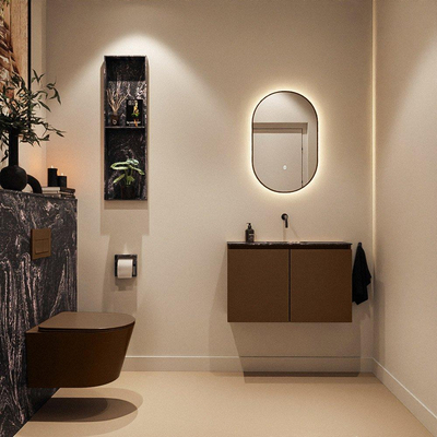 MONDIAZ TURE-DLUX 80cm toiletmeubel Rust. EDEN wastafel Lava positie midden. Zonder kraangat.