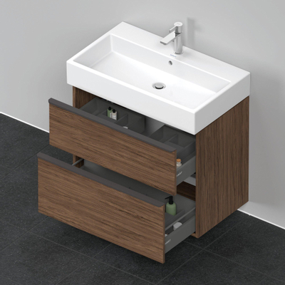 Duravit D-Neo wastafelonderkast 78.4x62.5x44.2cm 2 lades Noten (donker) Mat