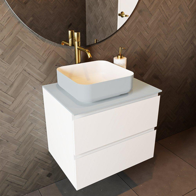 Mondiaz TOP 46 Topblad - 50x46x0.9cm - geschikt voor afdekplaat - Solid surface - Clay