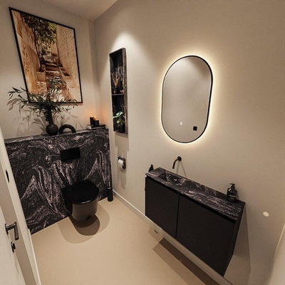 MONDIAZ TURE-DLUX 80cm toiletmeubel Urban. EDEN wastafel Lava positie links. Zonder kraangat.