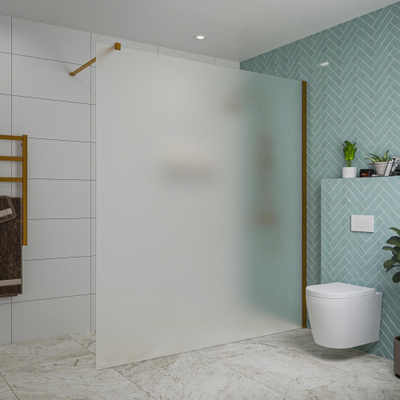 FugaFlow Eccelente Vetro inloopdouche badkamer - 180x200cm - mat glas - wandarm - geborsteld koper