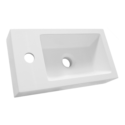 BRAUER Solar Thick opbouw fontein 40 met 1 kraangat en links/rechts te plaatsen mineraalmarmer zijdeglans wit