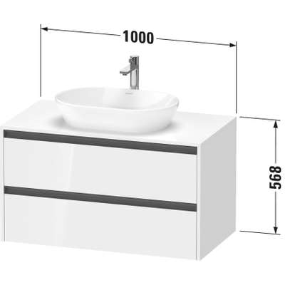 Duravit Ketho 2 wastafelonderbouwkast incl. consoleplaat met 2 laden 100x55x56.8cm met handgrepen antraciet donker noten mat