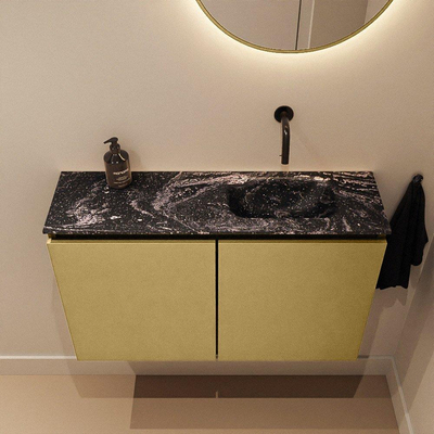 MONDIAZ TURE-DLUX 80cm toiletmeubel Oro. EDEN wastafel Lava positie rechts. Zonder kraangat.