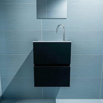 MONDIAZ ADA Toiletmeubel - 40x30x50cm - 1 kraangat - 2 lades - urban mat - wasbak links - Solid surface - Wit