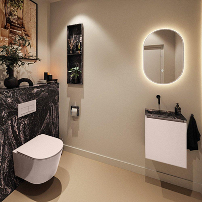 MONDIAZ TURE-DLUX 40cm toiletmeubel Rosee. EDEN wastafel Lava positie links. Zonder kraangat.