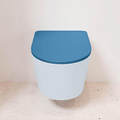 MONDIAZ LAVIE wandclosetpack - 36x53cm - diepspoel - rimless - clay (blauw) - softclose - quick-release - toiletzitting - Jeans (blauw)