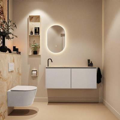 MONDIAZ TURE-DLUX 120cm toiletmeubel Linen. EDEN wastafel Frappe positie links. Met 1 kraangat.