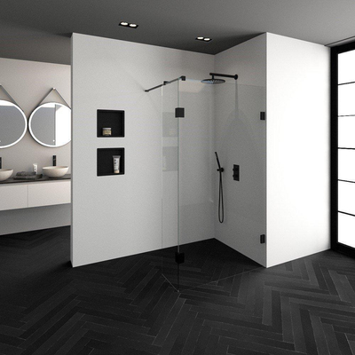 BRAUER Create Inloopdouche - 110x200cm - profielloos - 40cm - zijwand - antikalk - 8mm veiligheidsglas - antraciet mat