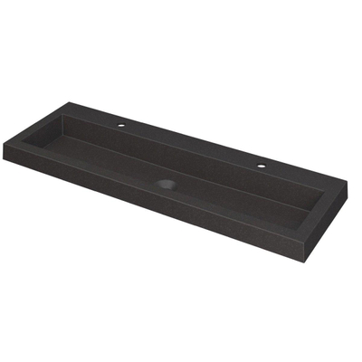 INK Dock wastafel - 120x40x6cm - 1 wasbak - 2 kraangaten - Quartz zwart
