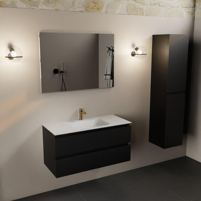 Mondiaz Aivy badmeubelset - 100x45x50cm - 1 kraangat - 1 wasbak talc Solid surface - Midden - 2 lades - Zonder spiegel - MDF Urban