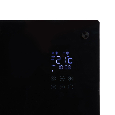 Eurom Alutherm Convectorkachel - 67.1x43.8cm - IP24 - 800watt - wifi - wand- Verticaal - metaal/glas zwart mat