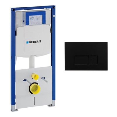 Geberit Duofix Element - UP 320 - QeramiQ metal bedieningsplaat - wand 112cm - rechthoekige knoppen - metaal zwart mat