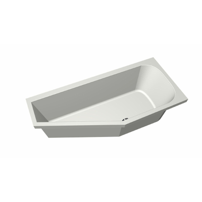 Xenz Lagoon compact ligbad - 160x75cm - met overloop - zonder afvoer - Hoekopstelling rechts - Acryl Edelweiss mat