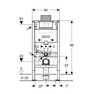 Geberit Duofix omega inbouwreservoir 98x50x17cm