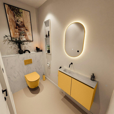 MONDIAZ TURE-DLUX 80cm toiletmeubel Ocher. EDEN wastafel Opalo positie links. Zonder kraangat.